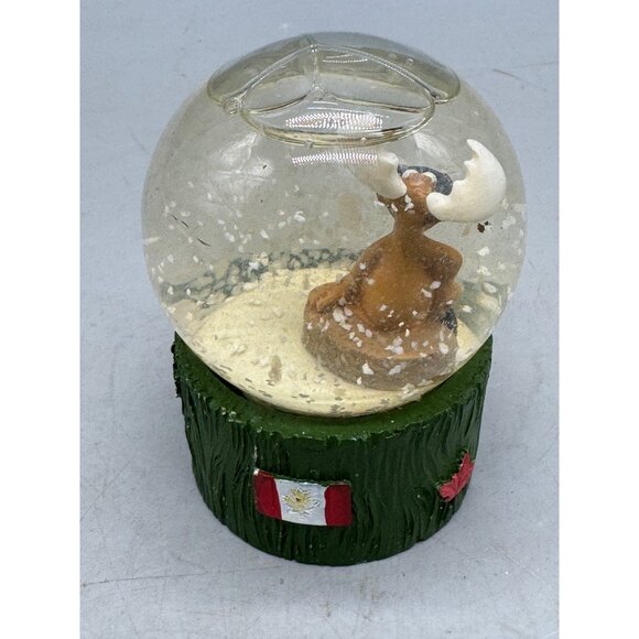 Vintage Christmas Victoria Moose Snow Globe Green Base & Maple Leaf Design READ - Picture 5 of 8